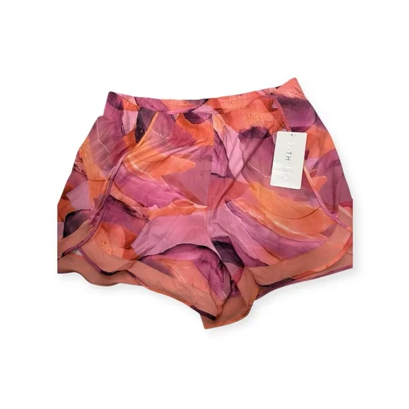 NWT Athleta printed mesh racer run shorts 4” in orange and pink size 1X - Picture 1 of 10
